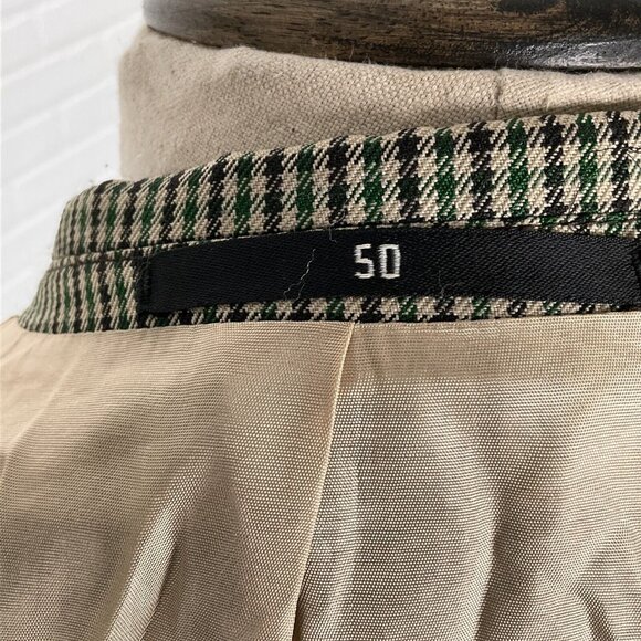 Oradinum Blazer Men 44 Tan Green Houndstooth Double Breasted Polyester Romainia‎ - Picture 9 of 16